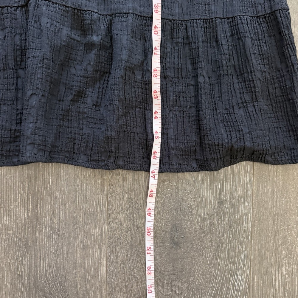 Anthropologie Textured Puff Sleeve Black Midi Dress Sz 10 Goth Grunge Peasant - Picture 9 of 9